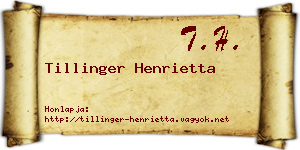 Tillinger Henrietta névjegykártya